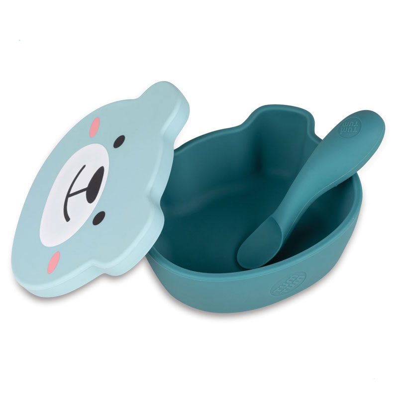 Bol et cuillère silicone sable
